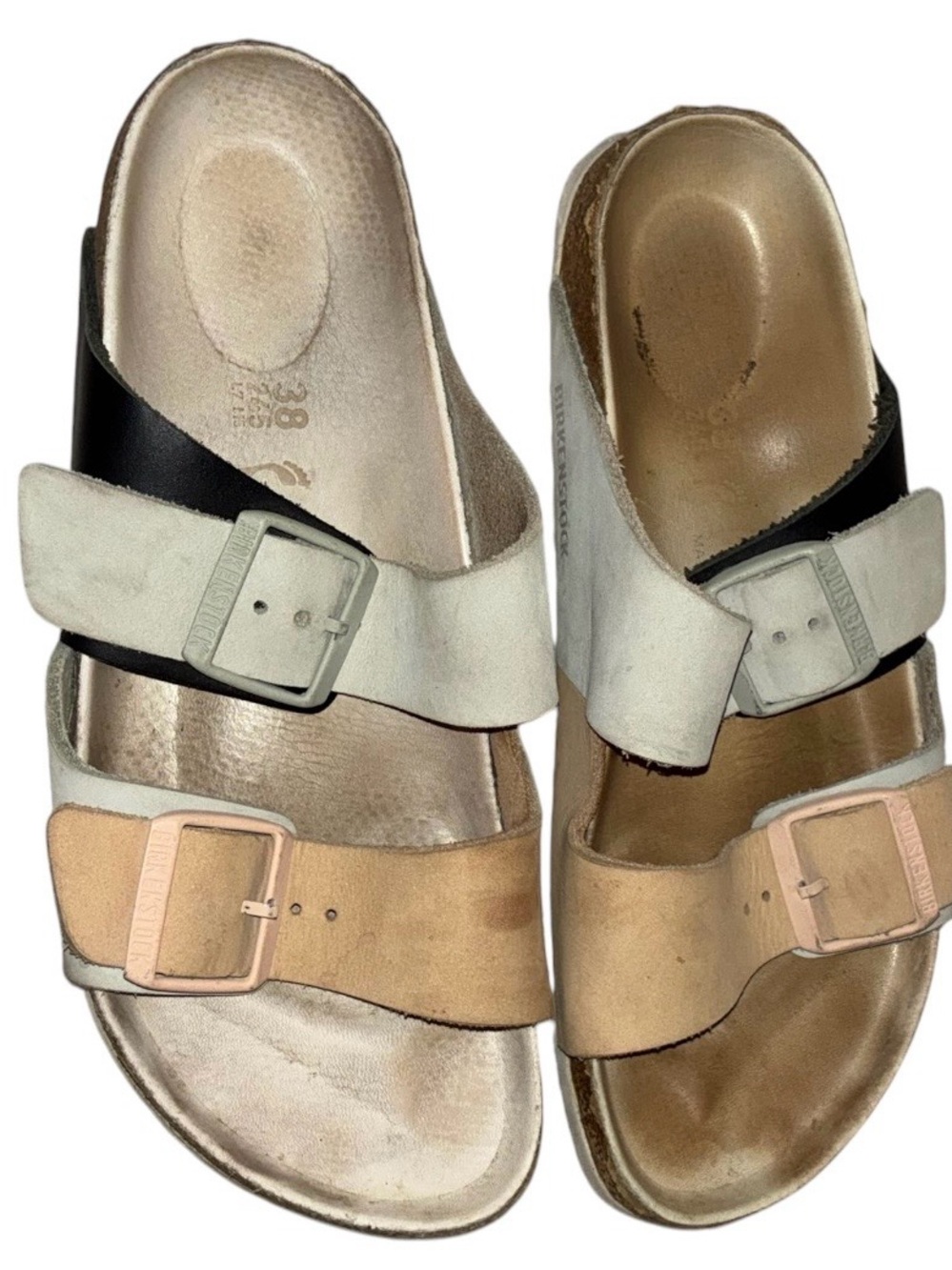 Birkenstock Arizona Split Hex Mineral/Light Tan Rose Nubuck Sz 38